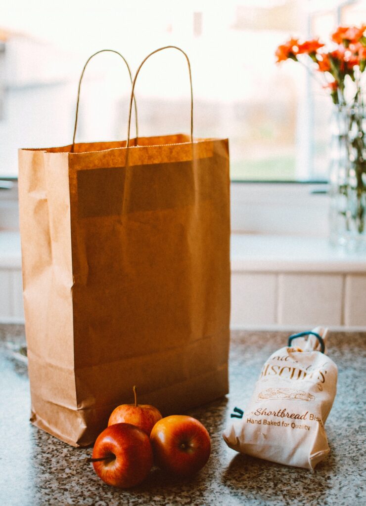 Paper bag and apples