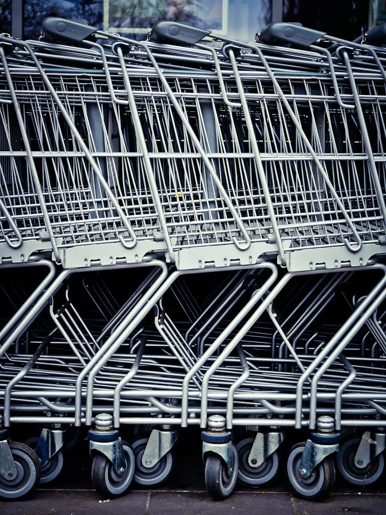 a row of shopping carts